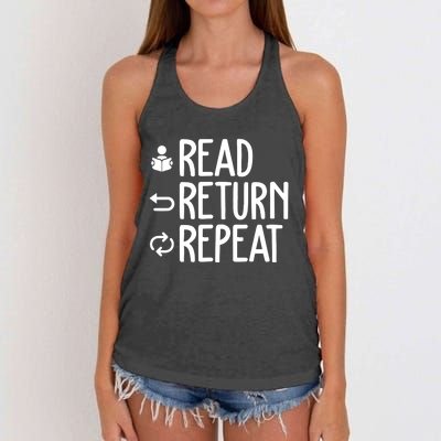 Read Retun Repeat A Funny Gift For Book Reading Lovers Librarian Bookworms Women's Knotted Racerback Tank