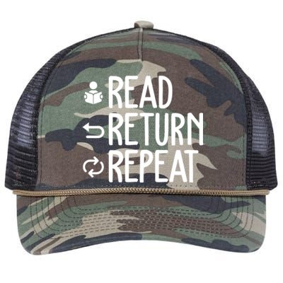 Read Retun Repeat A Funny Gift For Book Reading Lovers Librarian Bookworms Retro Rope Trucker Hat Cap