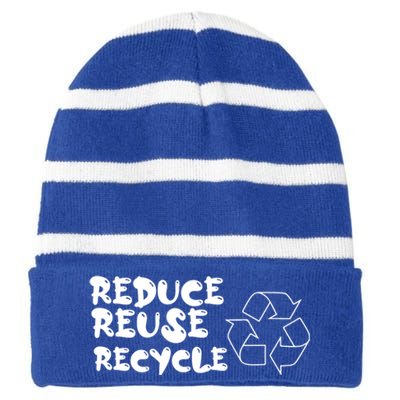 Reduce Reuse Recycle Gift Striped Beanie with Solid Band