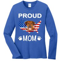 Rhodesian Ridgeback Rhodesian Ridgeback Proud Patriot Mom Gift Ladies Long Sleeve Shirt