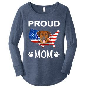 Rhodesian Ridgeback Rhodesian Ridgeback Proud Patriot Mom Gift Women's Perfect Tri Tunic Long Sleeve Shirt