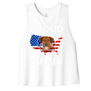 Rhodesian Ridgeback Rhodesian Ridgeback Proud Patriot Mom Gift Women's Racerback Cropped Tank