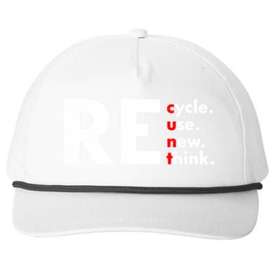 Recycle Reuse Renew Rethink Crisis Environmental Activism Snapback Five-Panel Rope Hat