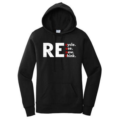 Recycle Reuse Renew Rethink Crisis Environmental Activism Women's Pullover Hoodie