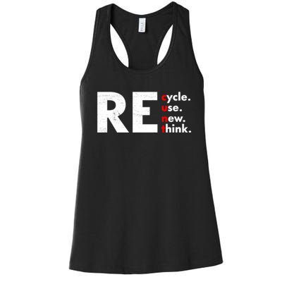 Recycle Reuse Renew Rethink Crisis Environmental Activism Women's Racerback Tank