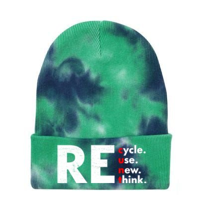 Recycle Reuse Renew Rethink Crisis Environmental Activism Tie Dye 12in Knit Beanie