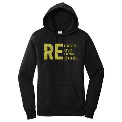 Recycle Reuse Renew Rethink Crisis Environmental Activism Women's Pullover Hoodie