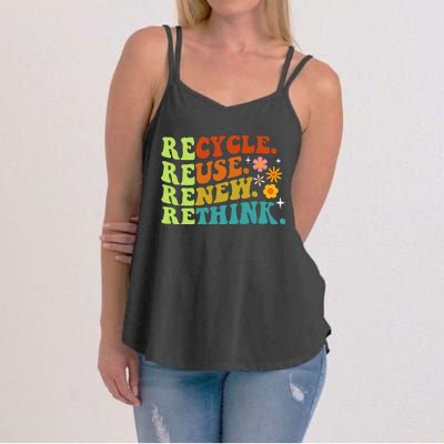 Recycle Reuse Renew Rethink Earth Day Environmental Activism Women's Strappy Tank