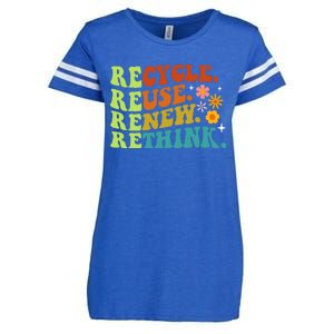 Recycle Reuse Renew Rethink Earth Day Environmental Activism Enza Ladies Jersey Football T-Shirt