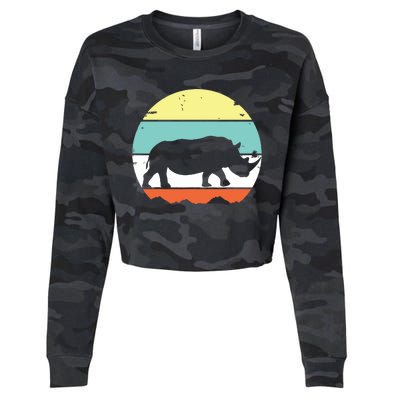 Rhinoceros Rhino Retro Style Vintage Men Women Classic Gift Cropped Pullover Crew