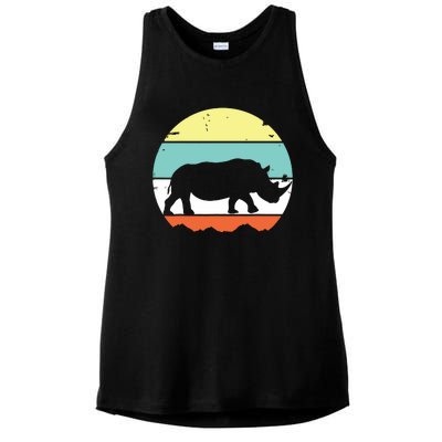 Rhinoceros Rhino Retro Style Vintage Men Women Classic Gift Ladies PosiCharge Tri-Blend Wicking Tank