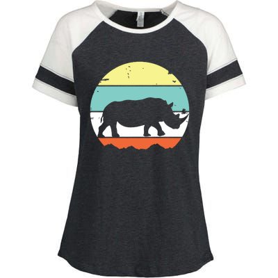 Rhinoceros Rhino Retro Style Vintage Men Women Classic Gift Enza Ladies Jersey Colorblock Tee