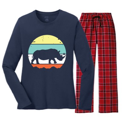 Rhinoceros Rhino Retro Style Vintage Men Women Classic Gift Women's Long Sleeve Flannel Pajama Set 