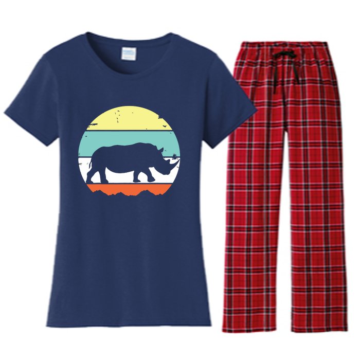 Rhinoceros Rhino Retro Style Vintage Men Women Classic Gift Women's Flannel Pajama Set