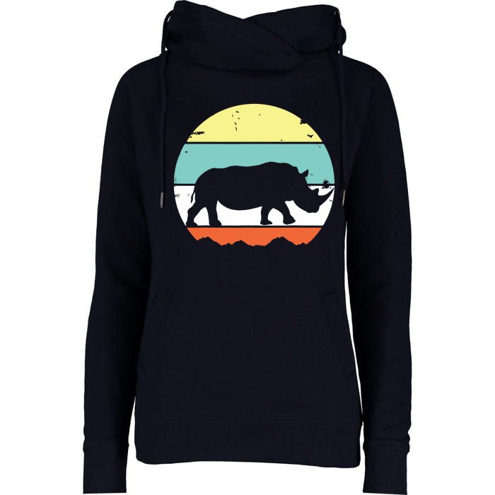 Rhinoceros Rhino Retro Style Vintage Men Women Classic Gift Womens Funnel Neck Pullover Hood