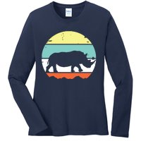 Rhinoceros Rhino Retro Style Vintage Men Women Classic Gift Ladies Long Sleeve Shirt