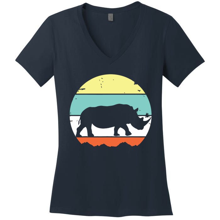 Rhinoceros Rhino Retro Style Vintage Men Women Classic Gift Women's V-Neck T-Shirt