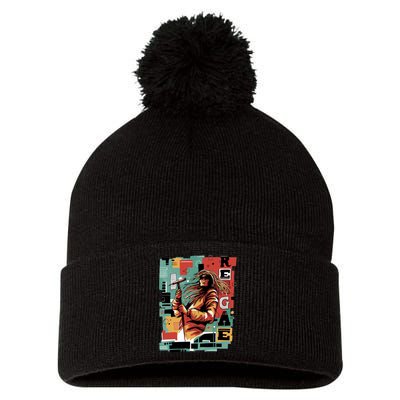 Retro Reggae Pom Pom 12in Knit Beanie