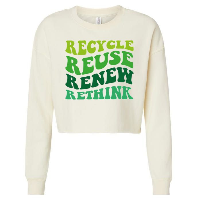 Recycle Reuse Renew Rethink Cropped Pullover Crew