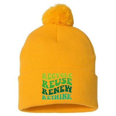 Recycle Reuse Renew Rethink Pom Pom 12in Knit Beanie