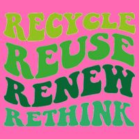 Recycle Reuse Renew Rethink Stripe Pom Pom Beanie
