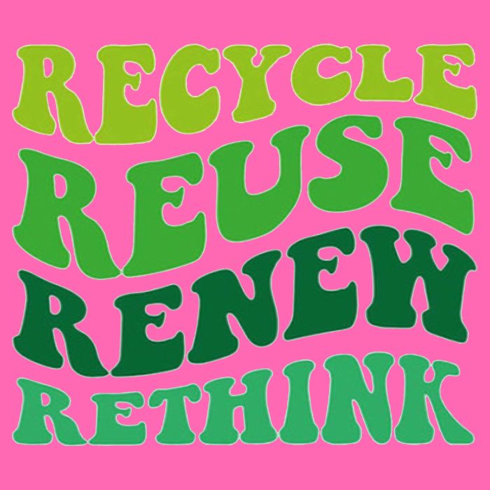 Recycle Reuse Renew Rethink Stripe Pom Pom Beanie