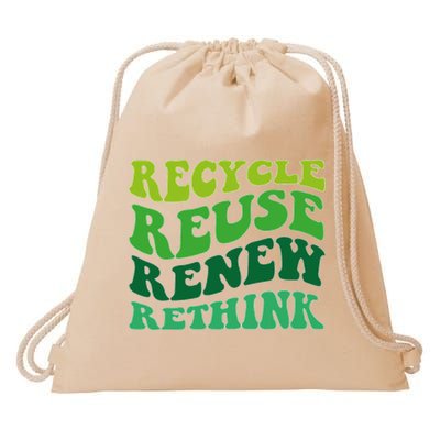 Recycle Reuse Renew Rethink Drawstring Bag