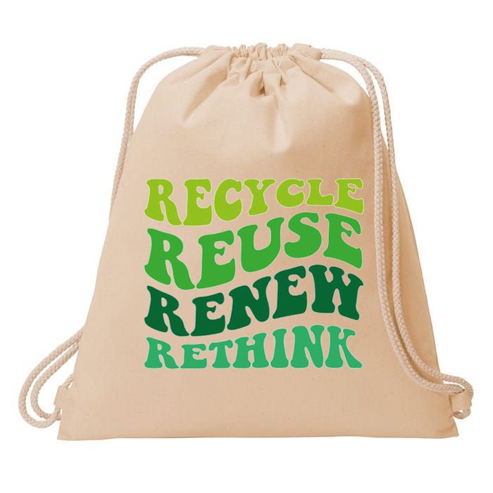 Recycle Reuse Renew Rethink Drawstring Bag