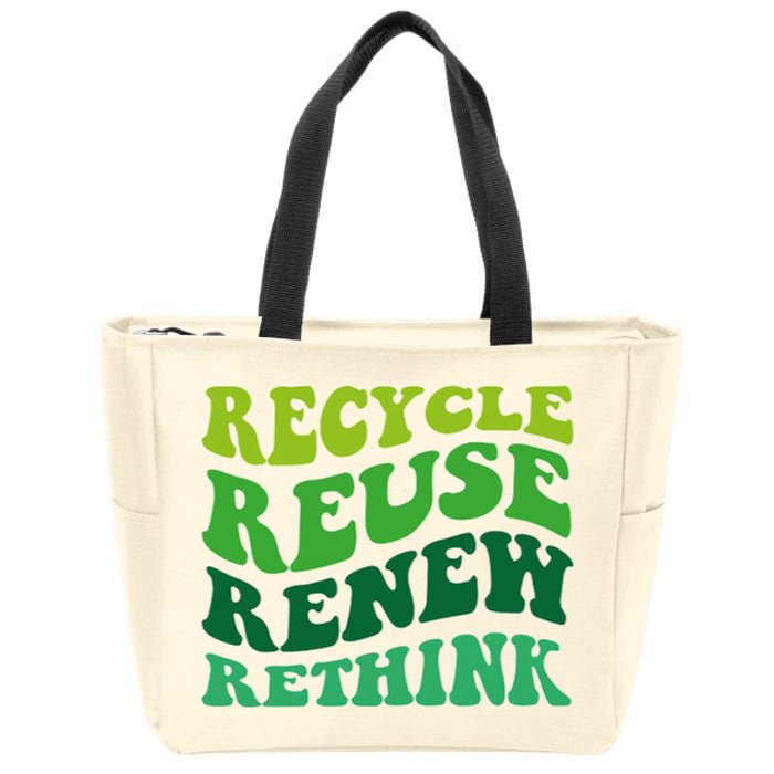 Recycle Reuse Renew Rethink Zip Tote Bag