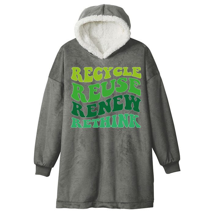 Recycle Reuse Renew Rethink Hooded Wearable Blanket