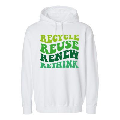 Recycle Reuse Renew Rethink Garment-Dyed Fleece Hoodie