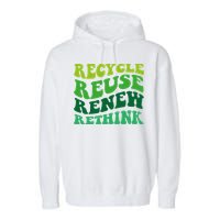 Recycle Reuse Renew Rethink Garment-Dyed Fleece Hoodie