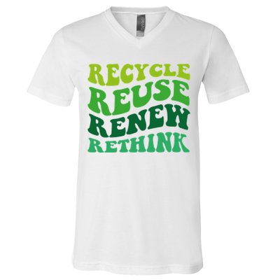 Recycle Reuse Renew Rethink V-Neck T-Shirt