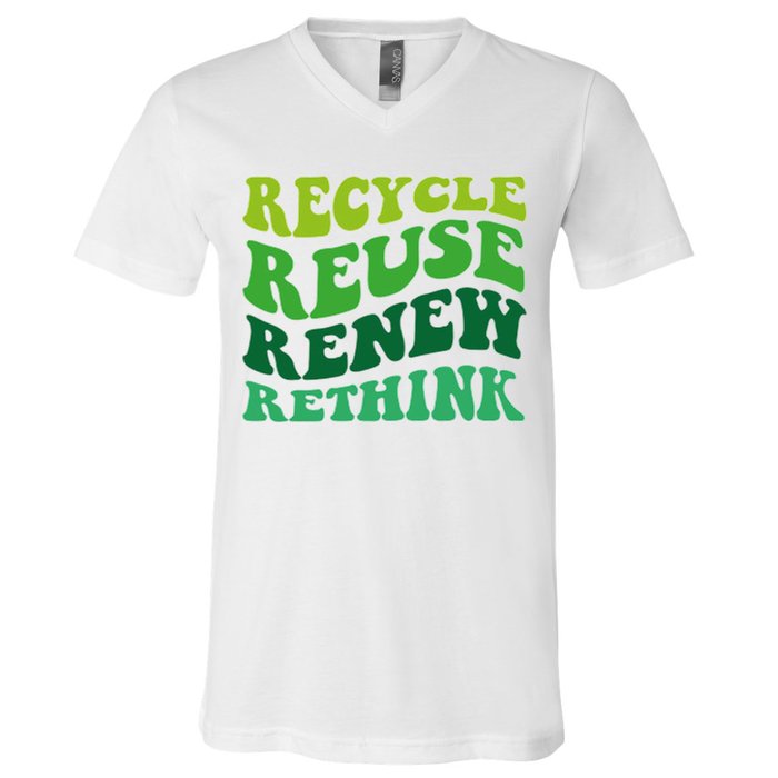Recycle Reuse Renew Rethink V-Neck T-Shirt