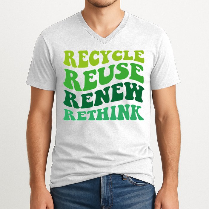 Recycle Reuse Renew Rethink V-Neck T-Shirt