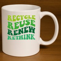 Recycle Reuse Renew Rethink 11oz C Handle Ceramic Mug