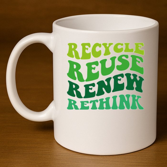 Recycle Reuse Renew Rethink 11oz C Handle Ceramic Mug