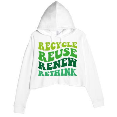 Recycle Reuse Renew Rethink Crop Fleece Hoodie
