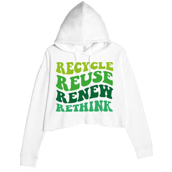 Recycle Reuse Renew Rethink Crop Fleece Hoodie