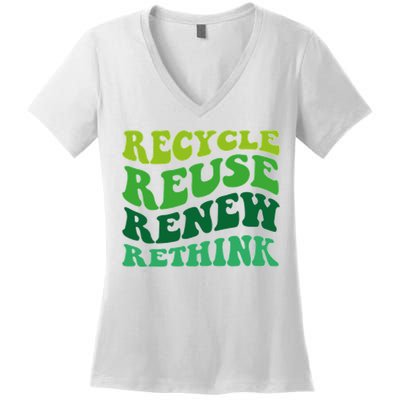Recycle Reuse Renew Rethink Women's V-Neck T-Shirt