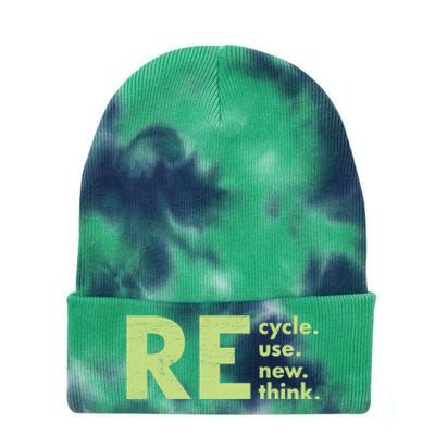 Recycle Reuse Renew Rethink Crisis Environmental Activism Tie Dye 12in Knit Beanie