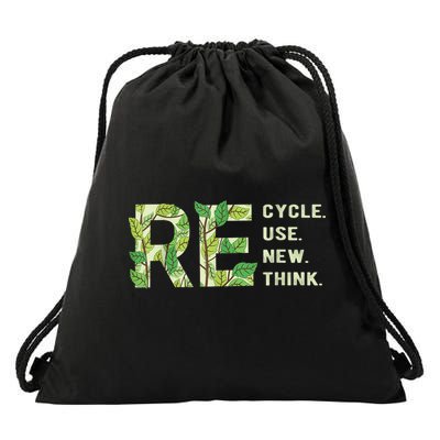 Recycle Reuse Renew Rethink Drawstring Bag