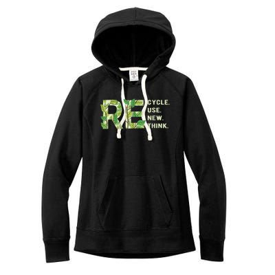 Recycle Reuse Renew Rethink Women's Fleece Hoodie