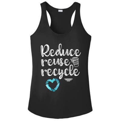 Reduce Reuse Recycle: Plastic Recycling Heart Earth Day Gift Ladies PosiCharge Competitor Racerback Tank