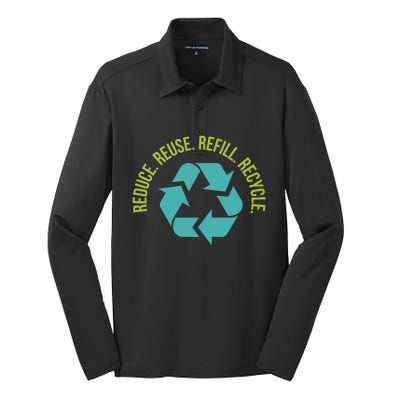 Reduce Reuse Refill Recycle Great Gift Silk Touch Performance Long Sleeve Polo