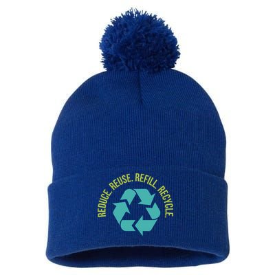 Reduce Reuse Refill Recycle Great Gift Pom Pom 12in Knit Beanie