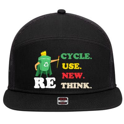 Recycle Reuse Renew Rethink Crisis Environmental Activism 23 7 Panel Mesh Trucker Snapback Hat