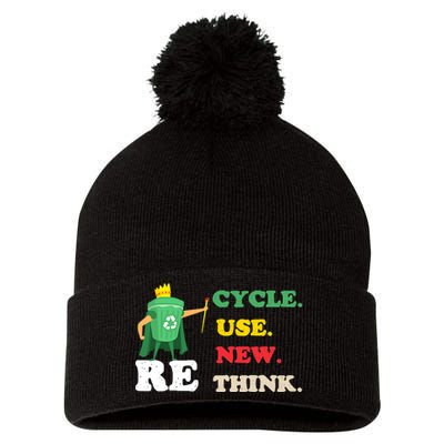 Recycle Reuse Renew Rethink Crisis Environmental Activism 23 Pom Pom 12in Knit Beanie