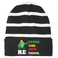 Recycle Reuse Renew Rethink Crisis Environmental Activism 23 Striped Beanie with Solid Band