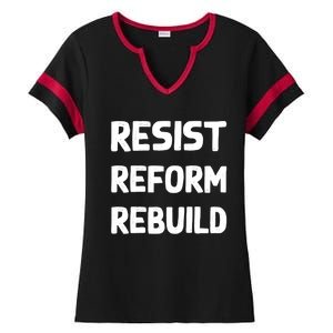 Resist Reform Rebuild Protest No Justice No Peace Defund Gift Ladies Halftime Notch Neck Tee